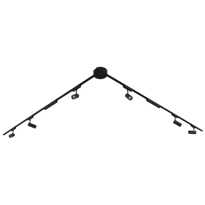 Schienensystem mit 6 Strahlern und 2 Deckenleuchten schwarz 1-phasig - Magnetic Gert Puntua