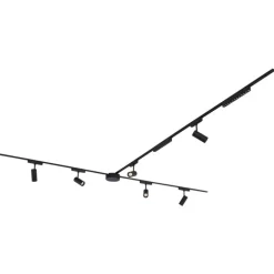 Schienensystem mit 6 Strahlern und 2 Deckenleuchten schwarz 1-phasig - Magnetic Gert Puntua