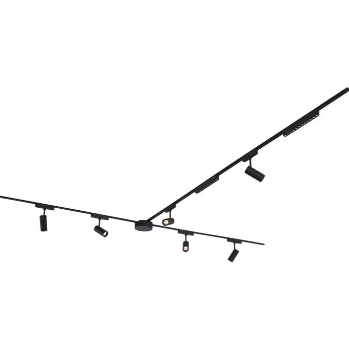 Schienensystem mit 6 Strahlern und 2 Deckenleuchten schwarz 1-phasig - Magnetic Gert Puntua