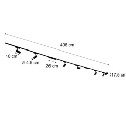 Schienensystem mit 6 Strahlern und 2 Deckenleuchten schwarz 1-phasig - Magnetic Gert Puntua