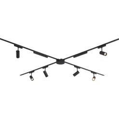 Schienensystem mit 6 Strahlern und 2 Deckenleuchten schwarz 1-phasig - Magnetic Gert Puntua