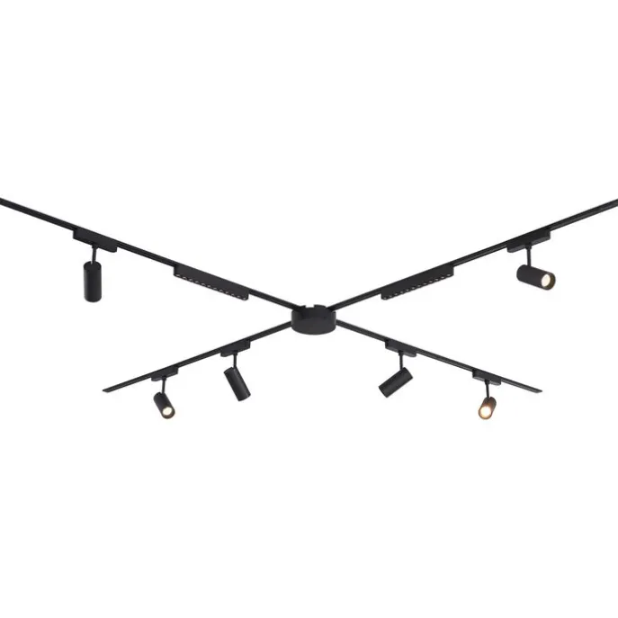 Schienensystem mit 6 Strahlern und 2 Deckenleuchten schwarz 1-phasig - Magnetic Gert Puntua