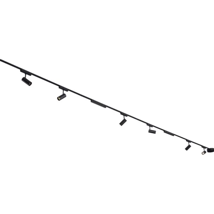 Schienensystem mit 6 Strahlern und 2 Deckenleuchten schwarz 1-phasig - Magnetic Gert Puntua