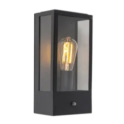 Schwarze Außenwandleuchte mit Dämmerungssensor - Rotterdam