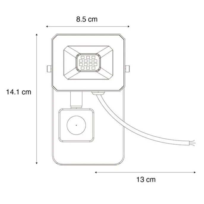 Schwarzer Heizkörper inkl. LED 10W IP65 mit Bewegungssensor - Levana