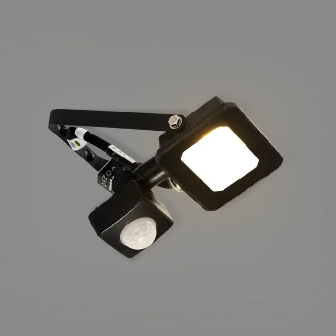 Schwarzer Heizkörper inkl. LED 10W IP65 mit Bewegungssensor - Levana