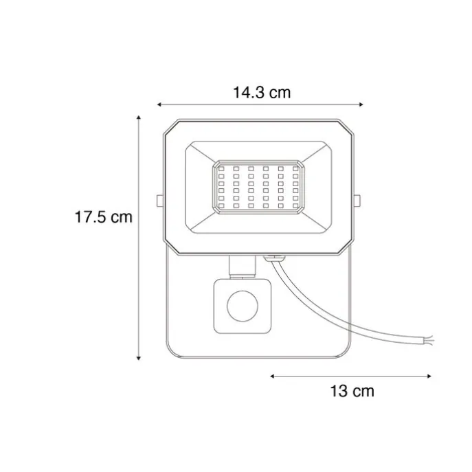 Schwarzer Heizkörper inkl. LED 30W IP65 mit Bewegungssensor - Levana