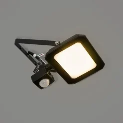 Schwarzer Heizkörper inkl. LED 30W IP65 mit Bewegungssensor - Levana