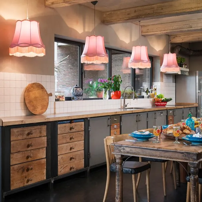 Seidenlampenschirm Rosa 45/30/44 - Granny