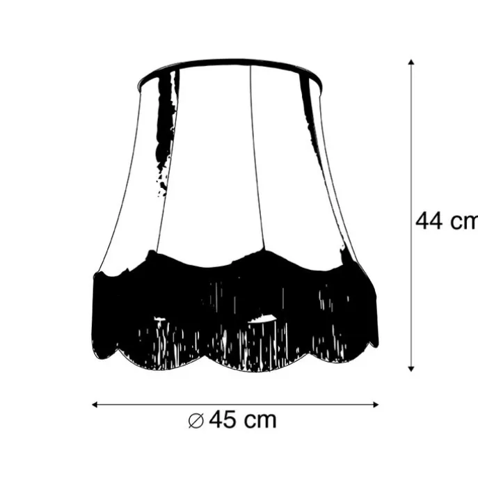 Seidenlampenschirm schwarz mit grau 45 cm - Granny