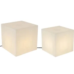 Set aus 2 Außen-Stehleuchten weiß 30 und 38 cm quadratisch IP44 - Nura