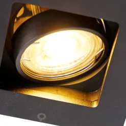 Set aus 3 modernen Einbaustrahlern schwarz verstellbar - Qure