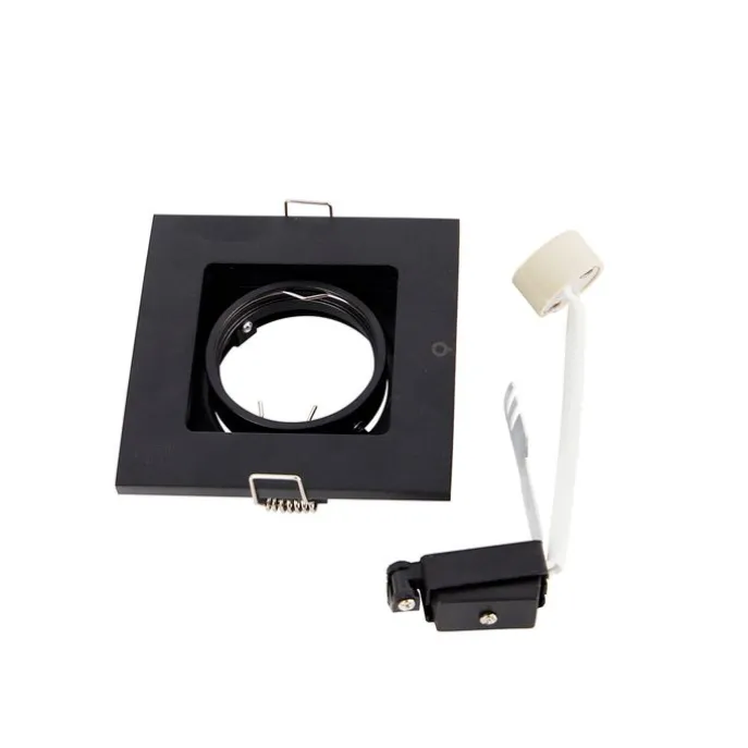 Set aus 3 modernen Einbaustrahlern schwarz verstellbar - Qure