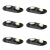 Set mit 6 abgerundeten Einbaustrahlern schwarz GU10 50mm 2-Licht - Hubs
