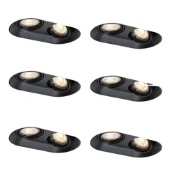 Set mit 6 abgerundeten Einbaustrahlern schwarz GU10 50mm 2-Licht - Hubs