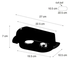Set mit 6 abgerundeten Einbaustrahlern schwarz GU10 50mm 2-Licht - Hubs