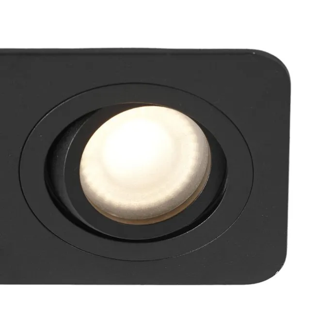 Set mit 6 abgerundeten Einbaustrahlern schwarz GU10 50mm schwenkbar und neigbar IP44 2-flammig - Alberto