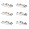 Set mit 6 abgerundeten Einbaustrahlern Weiß GU10 50mm 2-Licht - Hubs