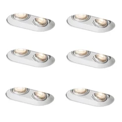 Set mit 6 abgerundeten Einbaustrahlern Weiß GU10 50mm 2-Licht - Hubs