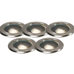 Set mit 5 Außenbodenspots Edelstahl IP65 - Delux