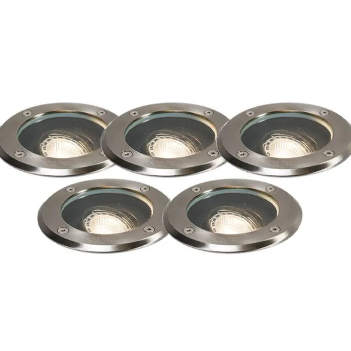 Set mit 5 Außenbodenspots Edelstahl IP65 - Delux