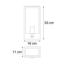 Set mit 2 Außenwandlampen schwarz mit Bewegungsmelder - Rotterdam
