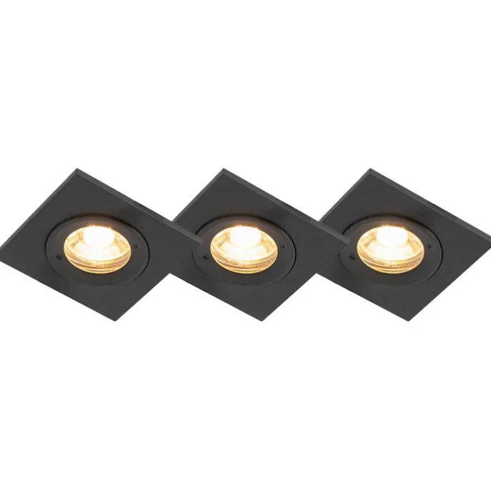 Set mit 3 Bad-Downlights schwarz IP44 - Xena Square