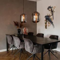 Set mit 2 Design-Hängelampen in schwarz mit Rauchglas - Bliss