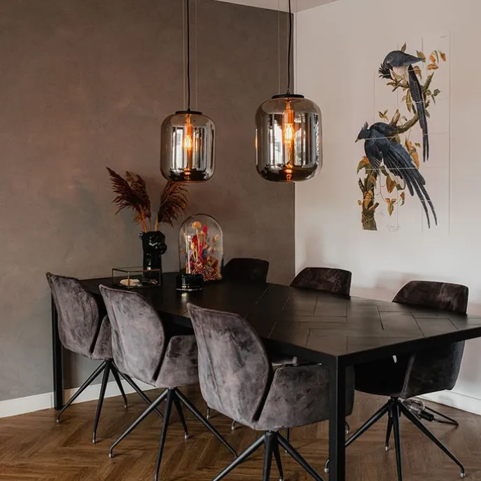 Set mit 2 Design-Hängelampen in schwarz mit Rauchglas - Bliss