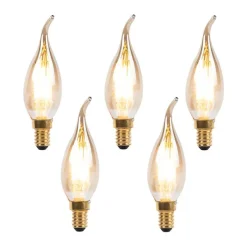 Set mit 5 dimmbaren E14 LED Filament Kerzenlampen 240V 3W 250lm