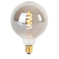 Set mit 5 dimmbaren E27 LED-Glühbirnen mit Twisted Filament G125 Rauchglas 4W 120lm 1800K