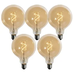Set mit 5 dimmbaren E27 LED-Glühbirnen Spiralfilament Gold G125 4W 270 lm 2700K