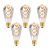 Set mit 5 dimmbaren E27 LED-Glühbirnen Twisted Filament ST64 Rauchglas 120lm 1800K