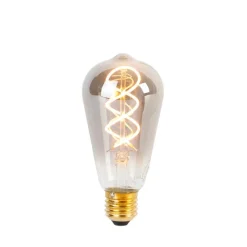 Set mit 5 dimmbaren E27 LED-Glühbirnen Twisted Filament ST64 Rauchglas 120lm 1800K