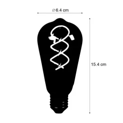 Set mit 5 dimmbaren E27 LED-Glühbirnen Twisted Filament ST64 Rauchglas 120lm 1800K