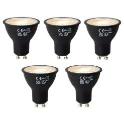 Set mit 5 dimmbaren GU10 LED-Glühbirnen Schwarz 7W 430 lm 2700K