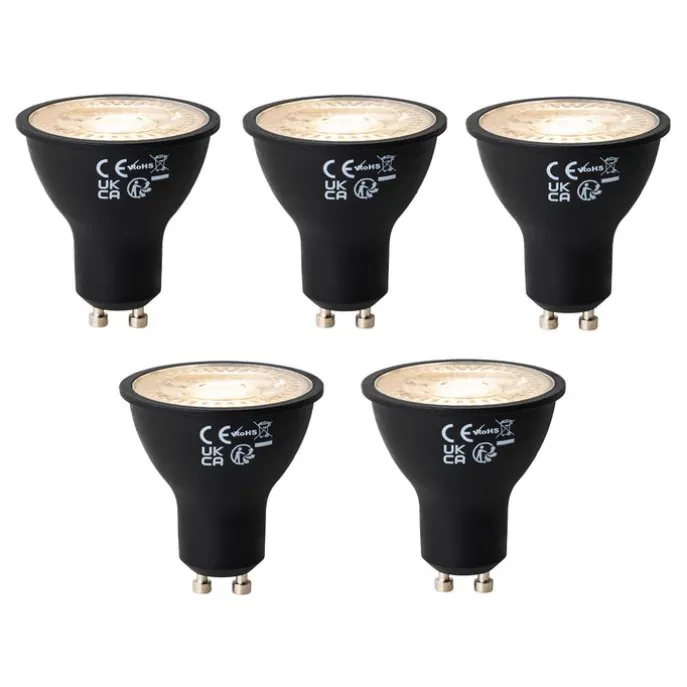 Set mit 5 dimmbaren GU10 LED-Glühbirnen Schwarz 7W 430 lm 2700K