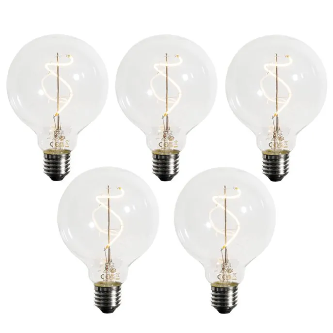 Set mit 5 E27 dimmbare LED Spiral Filament G95 4W 270lm 2200K