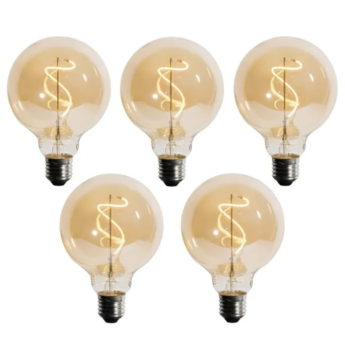 Set mit 5 E27 dimmbare LED Spiral Filament G95 4W 270lm 2200K