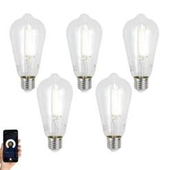Set mit 5 E27 Dimmbare LED-Glühbirnen ST64 Klar 7W 806lm 2700-6500K
