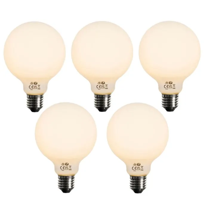 Set mit 5 E27 Dimmbare LED-Glühbirne Opal G95 5W 450lm 2200K