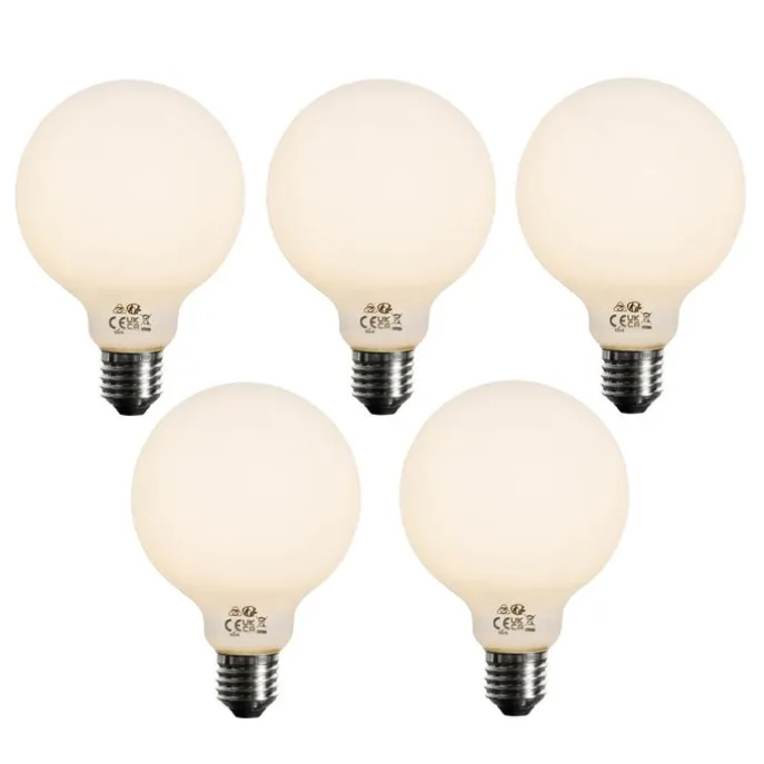 Set mit 5 E27 dimmbare LED-Glühbirne Opal G95 5W 450lm 2700K