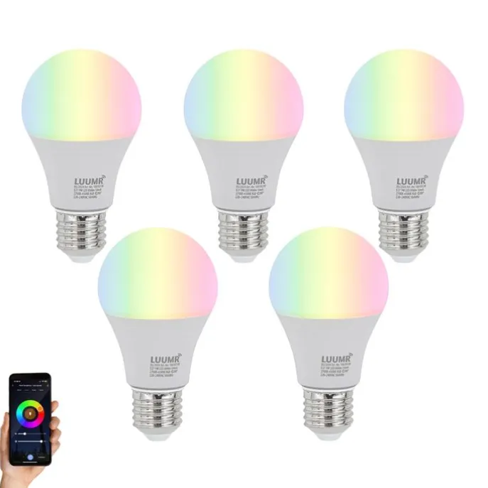 Set mit 5 E27 Dimmbare LED-Lampen A60 Opal 9W 806lm 2700-6500K