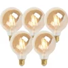 Set mit 5 E27 dimmbaren LED-Lampen G95 Gold 5W 380 lm 2200K