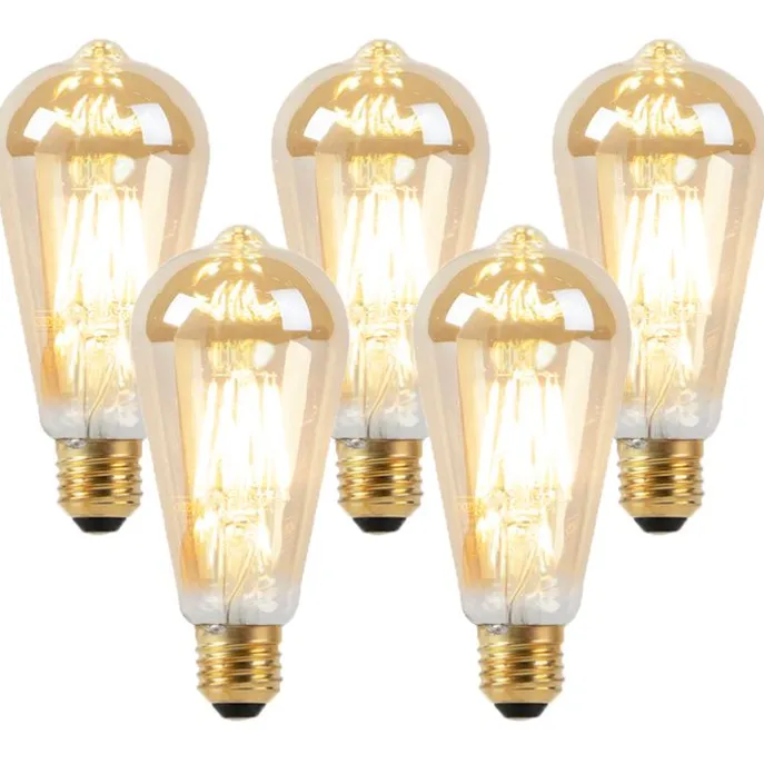 Set mit 5 E27 LED-Lampen, dimmbar bis warmes Gold, 8 W, 806 lm, 2000-2700 K