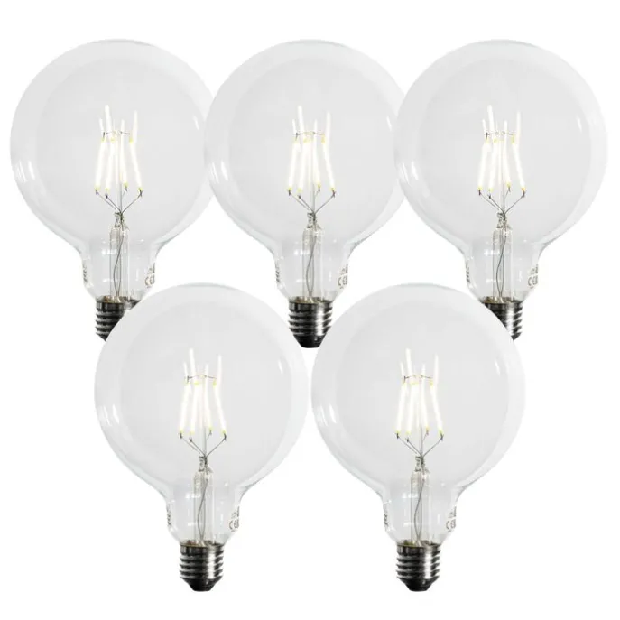 Set mit 5 E27 3-Stufen dimmbare LED Spiral Filament G125 4W 450lm 3000K