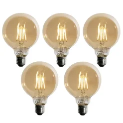 Set mit 5 E27 3-Stufen dimmbare LED-Glühbirne Gold G95 4W 450lm 2700K