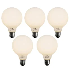 Set mit 5 E27 3-Stufen dimmbare LED-Glühbirne Opal G95 4W 450lm 2700K