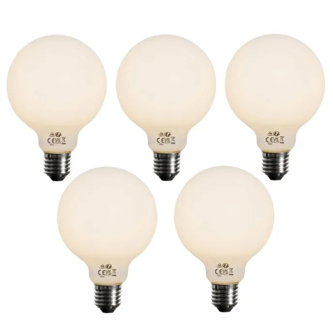 Set mit 5 E27 3-Stufen dimmbare LED-Glühbirne Opal G95 4W 450lm 2700K
