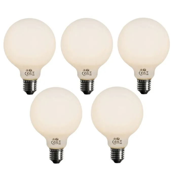 Set mit 5 E27 3-Stufen dimmbare LED-Glühbirne Opal G95 4W 450lm 3000K